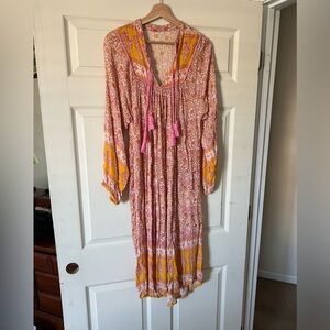 Pink and Orange Patterned Boho Dress